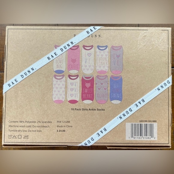 •NWT•Rae Dunn 10 Pack Girls Ankle Socks- Love Theme💘 - Picture 5 of 6